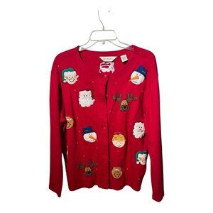 Bechamel Ugly Christmas Sweater Woman’s Large Red Santa Angel Elf Vintage